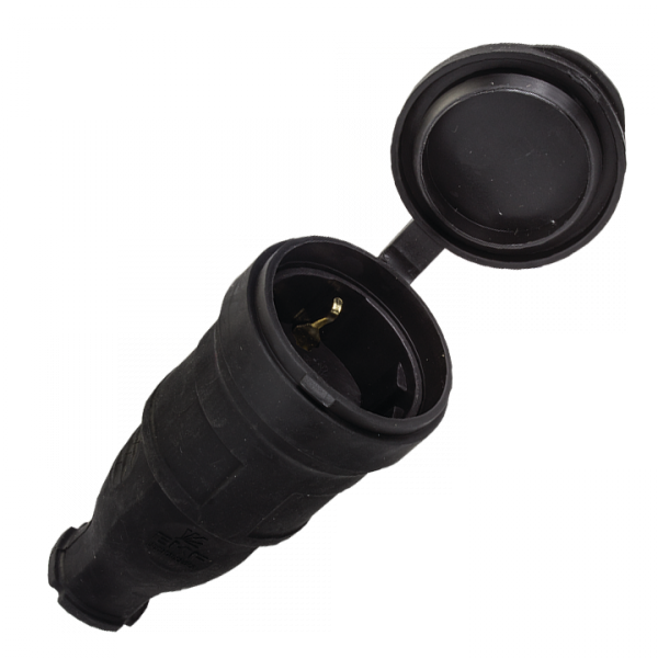 Изображение товара EKF Basic Розетка переносная с защитной крышкой каучуковая 230В 2P+PE 16A IP44.