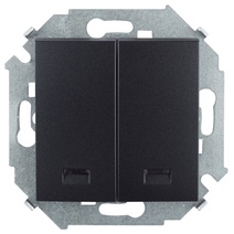 Изображение товара Simon 15 Графит Выключатель 2-клавишный, с подсветкой, 16А, 250В, винт. зажим