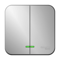 Изображение товара Systeme Electric Blanca наруж Алюминий Выключатель 2-клавишный с подсветкой 10А, 250B, изолир. пластина
