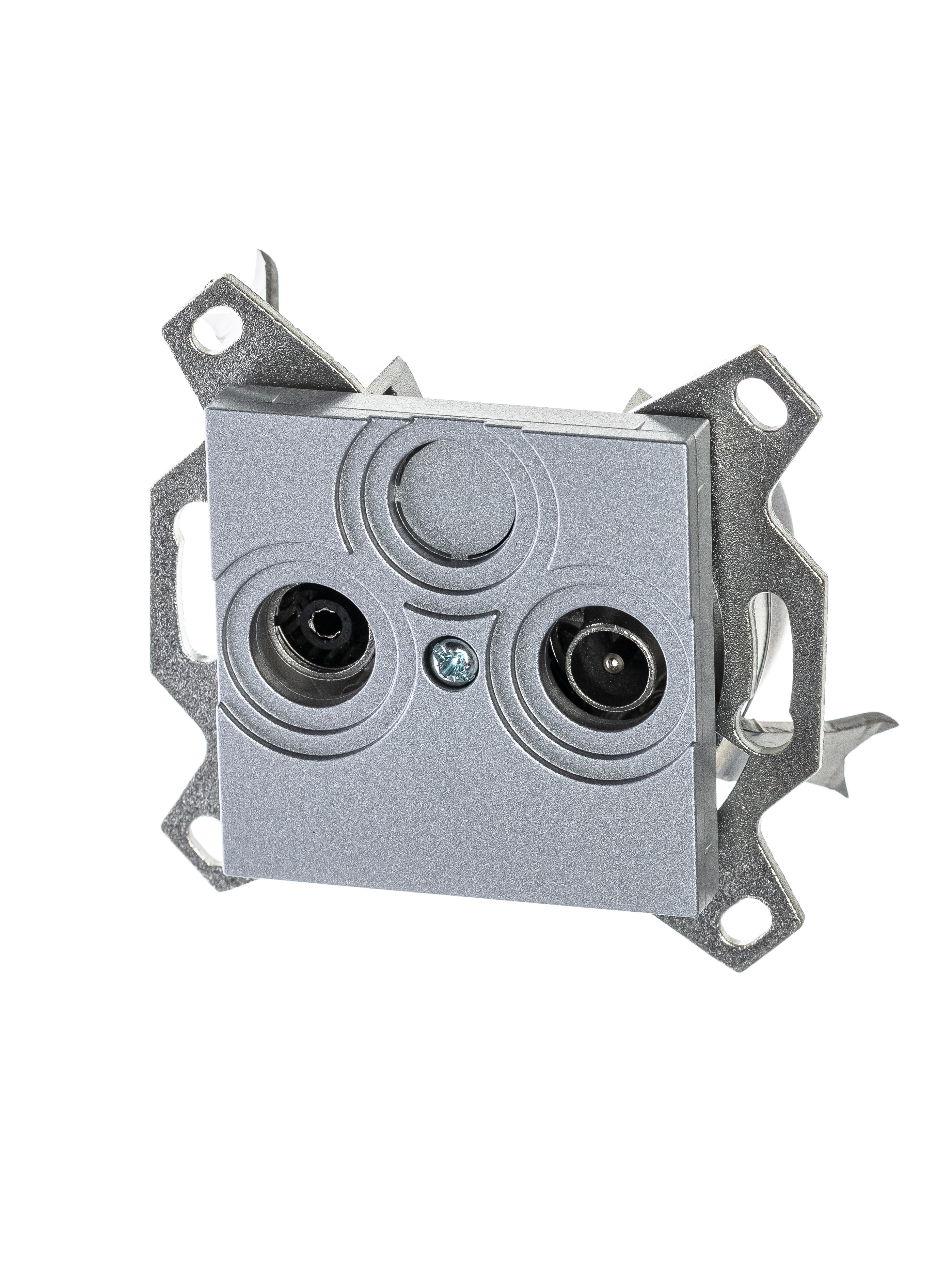 Изображение товара ABB EPJ Levit серебро / дымчатый чёрный Розетка TV-R, оконечная, серебро