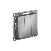 Изображение товара Systeme Electric AtlasDesign Сталь Выключатель 3-клавишный сх.1+1+1, 10АХ, механизм