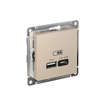 Изображение товара Systeme Electric AtlasDesign Песочный Розетка USB A + тип-C 45Вт высокоскор.заряд. QC,PD, механизм