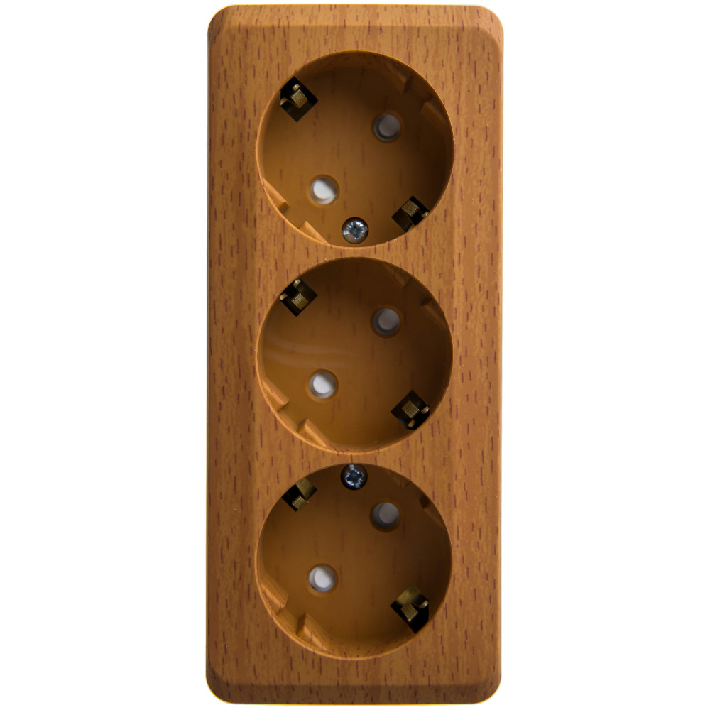 Изображение товара Systeme Electric Этюд наруж Бук Розетка 3-ая с/з со шторками 16А 250B