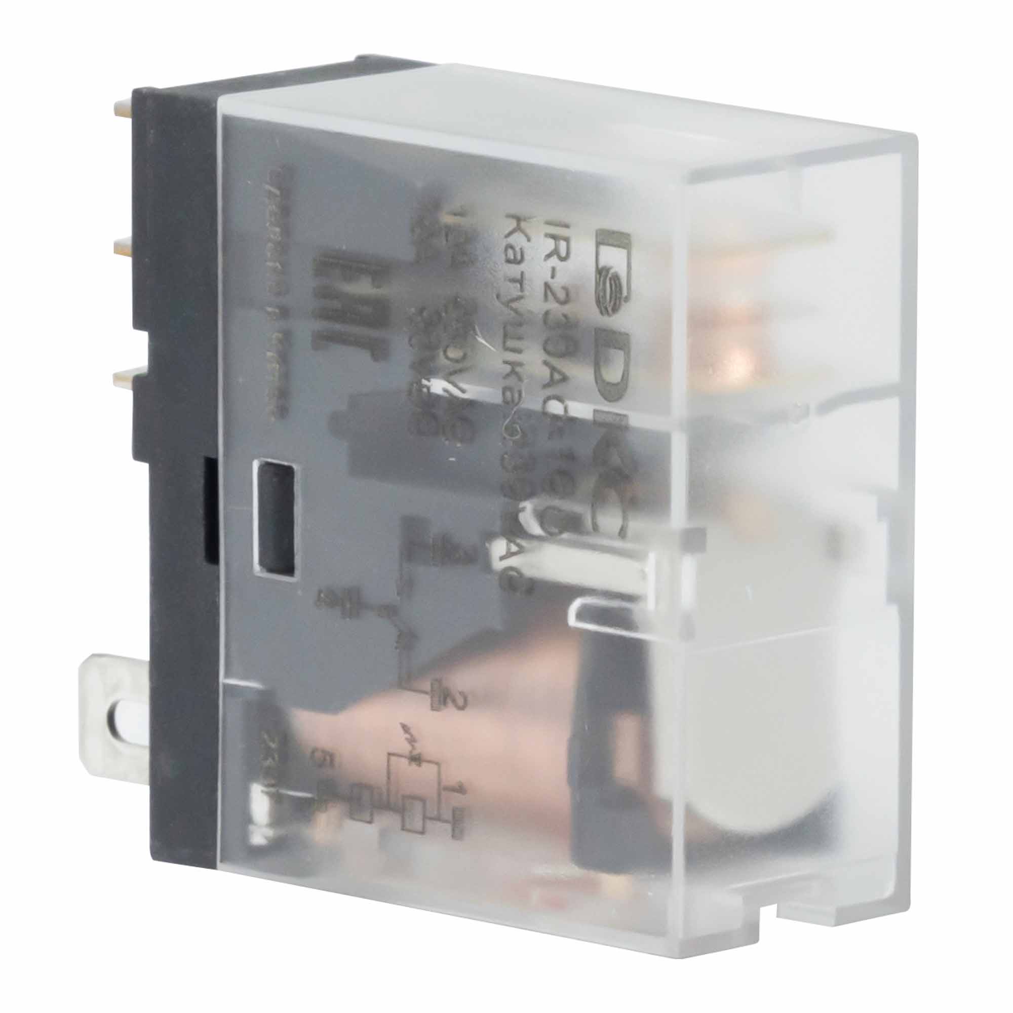 Изображение товара DKC Реле миниатюрное промышленное, 1CO, ком. ток 12А, AgSnO2, напряжение 230V AC, опция: светодиод