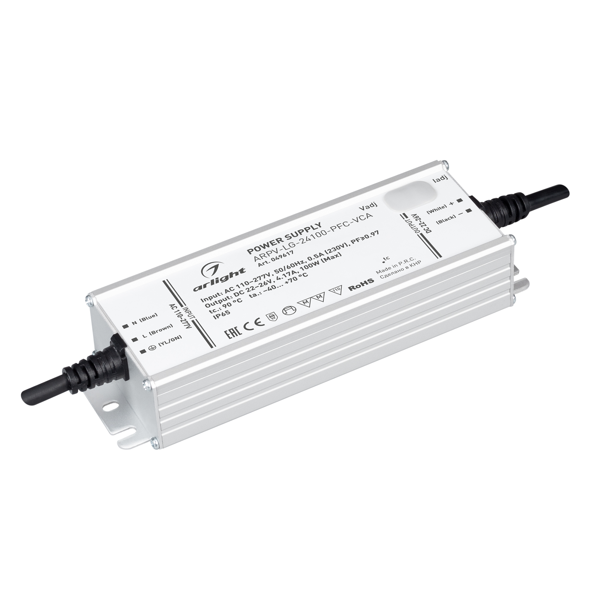 Изображение товара Блок питания ARPV-LG-24100-PFC-VCA (22-26V, 4.17A, 100W) (Arlight, IP65 Металл, 5 лет) Изображение товара Блок питания ARPV-LG-24100-PFC-VCA (22-26V, 4.17A, 100W) (Arlight, IP65 Металл, 5 лет)
