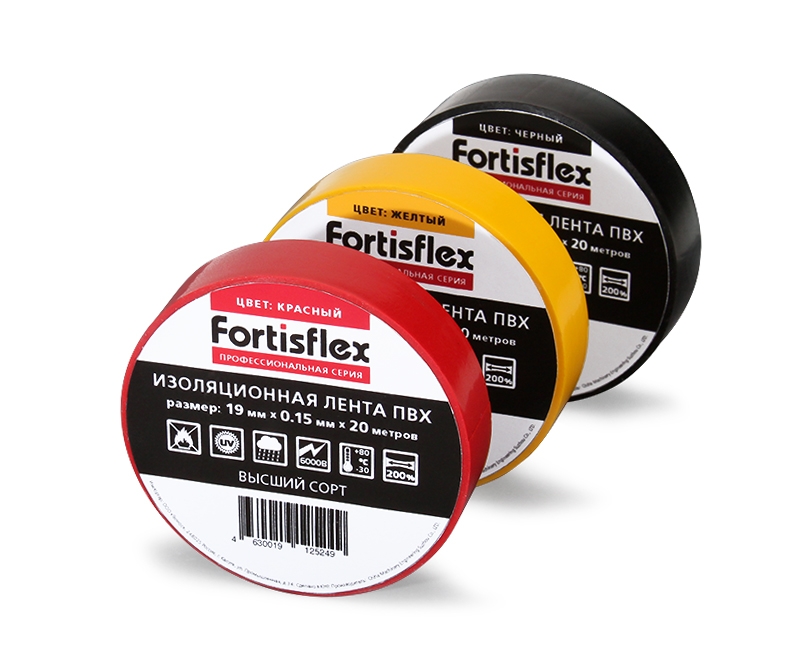Изображение товара Fortisflex Изолента ПВХ 19х0,15x20 черная