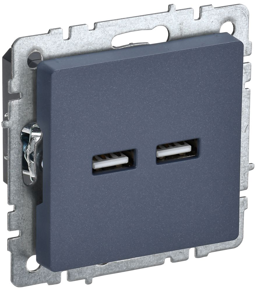 Изображение товара IEK BRITE BASE Маренго Розетка USB A+A 3,1А РЮ10-1-БрМ