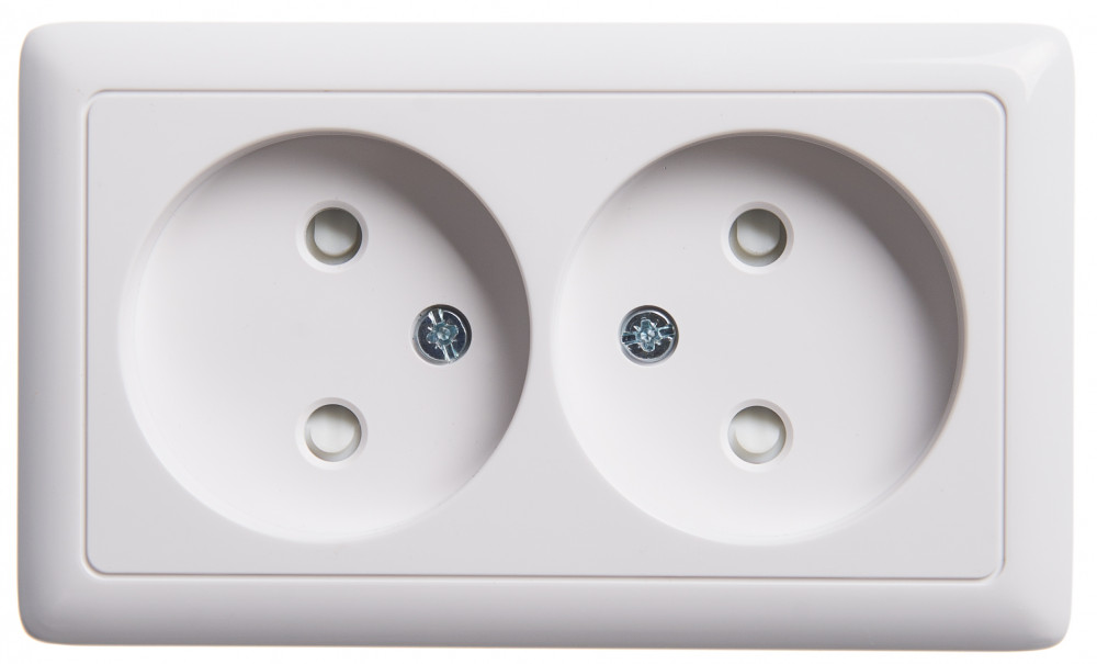 Изображение товара Розетка Systeme Electric ХИТ 2-ая белая без заземления со шторками