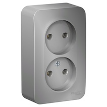 Изображение товара Systeme Electric Blanca наруж Алюминий Розетка 2-ая б/з без шторок 16А, 250В, изолир. пластина