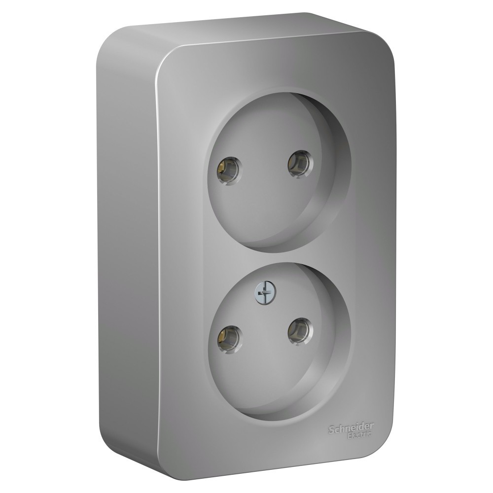 Изображение товара Systeme Electric Blanca наруж Алюминий Розетка 2-ая б/з без шторок 16А, 250В, изолир. пластина