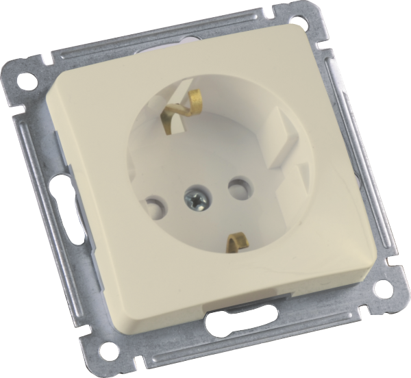 Изображение товара Hegel Мастер внутр Слоновая кость РС16-412-01 Розетка с/з, со шторками, механизм