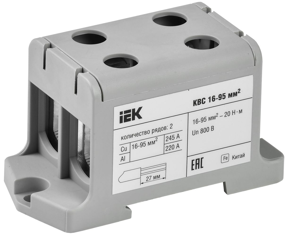Изображение товара IEK Клемма вводная силовая КВС 16-95 кв.мм. 2-рядная серая