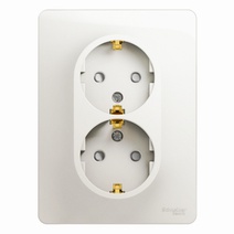 Изображение товара Systeme Electric Glossa Перламутр Розетка 2-ая с/з со шторками, 16А (в сборе)