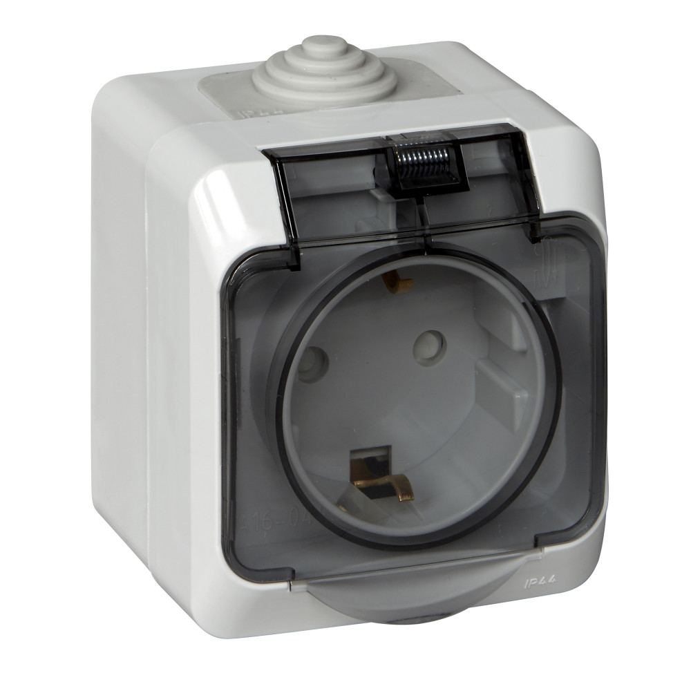 Изображение товара Розетка Systeme Electric Этюд с защитой IP44, серый, 1 пост