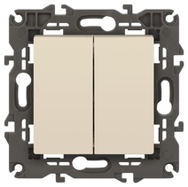 Изображение товара ЭРА Выключатель Elegance 14-1104-02 двойной 10АХ-250В IP20 слоновая кость