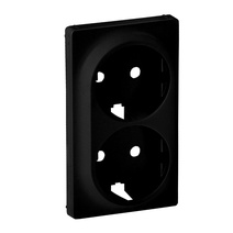 Изображение товара Valena LIFE Black. Лицевая панель для двойной силовой розетки 2х2К+З. Антрацит..