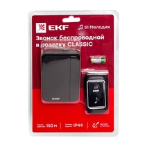 Изображение товара EKF Звонок беспр. в розетку Classic (230В, черный, 51 мелод. с индик. 4 ур.)