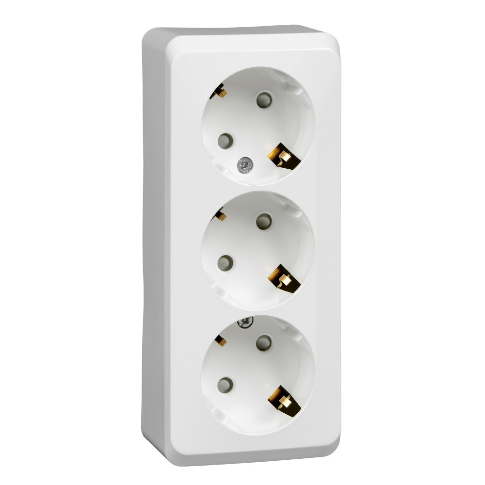 Изображение товара Розетка 3-х местная ETЮД Systemе Electric, открытая, 250 В, 16 А, белая