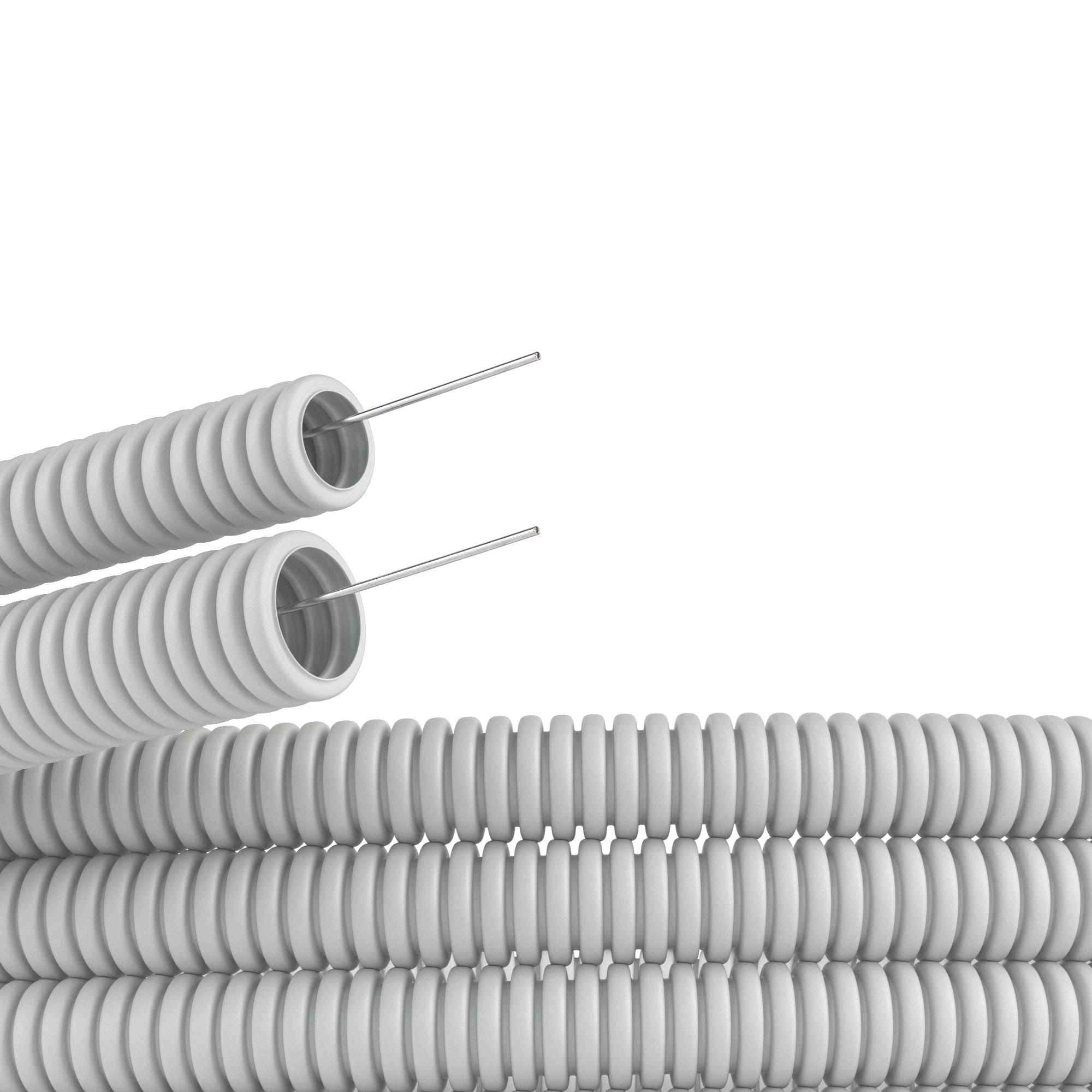 Изображение товара DKC Труба ПВХ гибкая гофр. д.32мм, тяжёлая с протяжкой, 25м, цвет серый