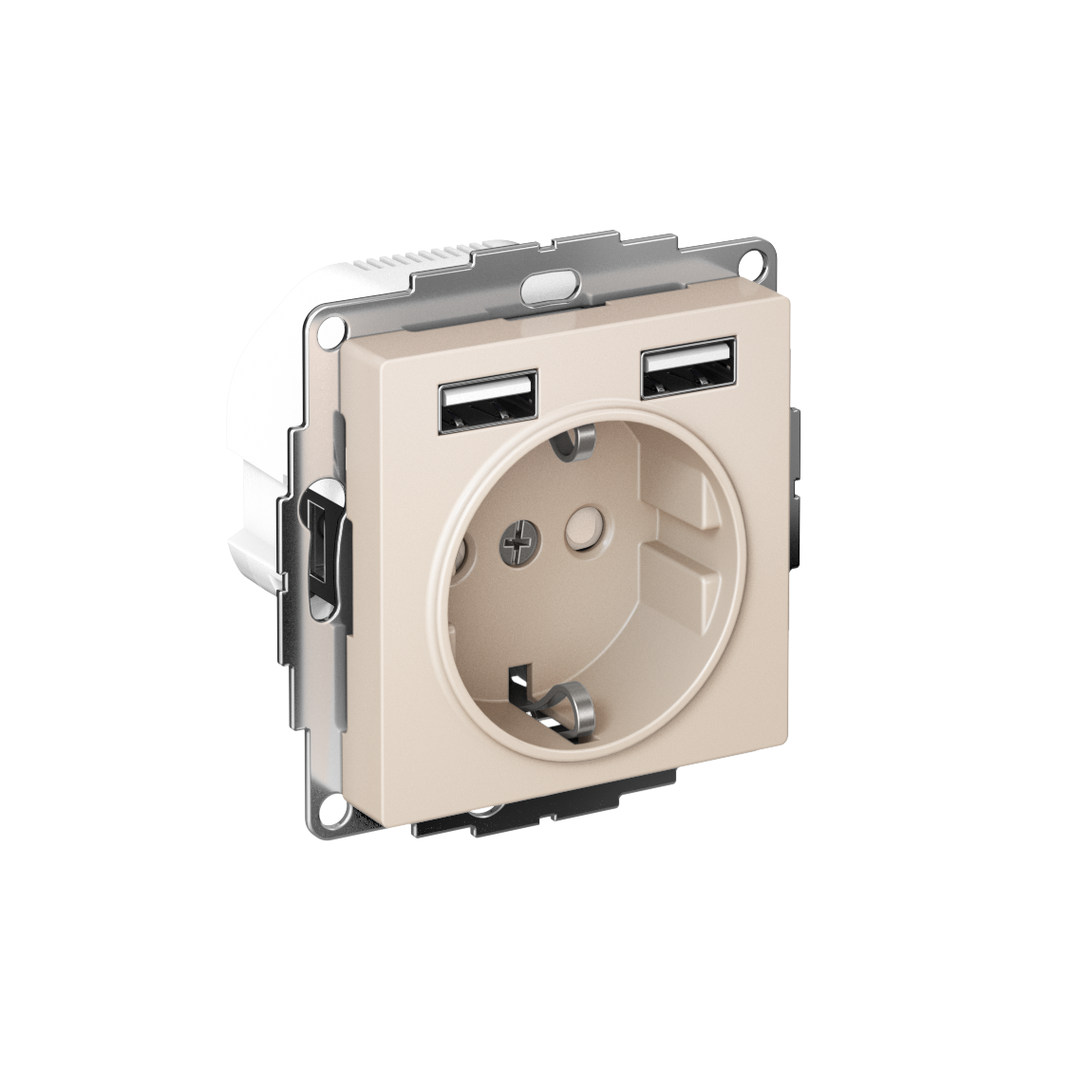 Изображение товара AtlasDesign Beige с USB — розетка с заземлением, 16 A