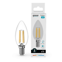 Изображение товара Лампа Gauss Filament Elementary Свеча 12W 750lm 4100К Е14 LED 1/10/100 Изображение товара Лампа Gauss Filament Elementary Свеча 12W 750lm 4100К Е14 LED 1/10/100