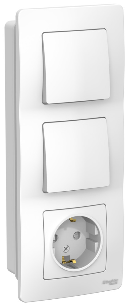 Изображение товара Система Blanca Белый блок розета с двумя выключателями для скрытого монтажа 16A 250V