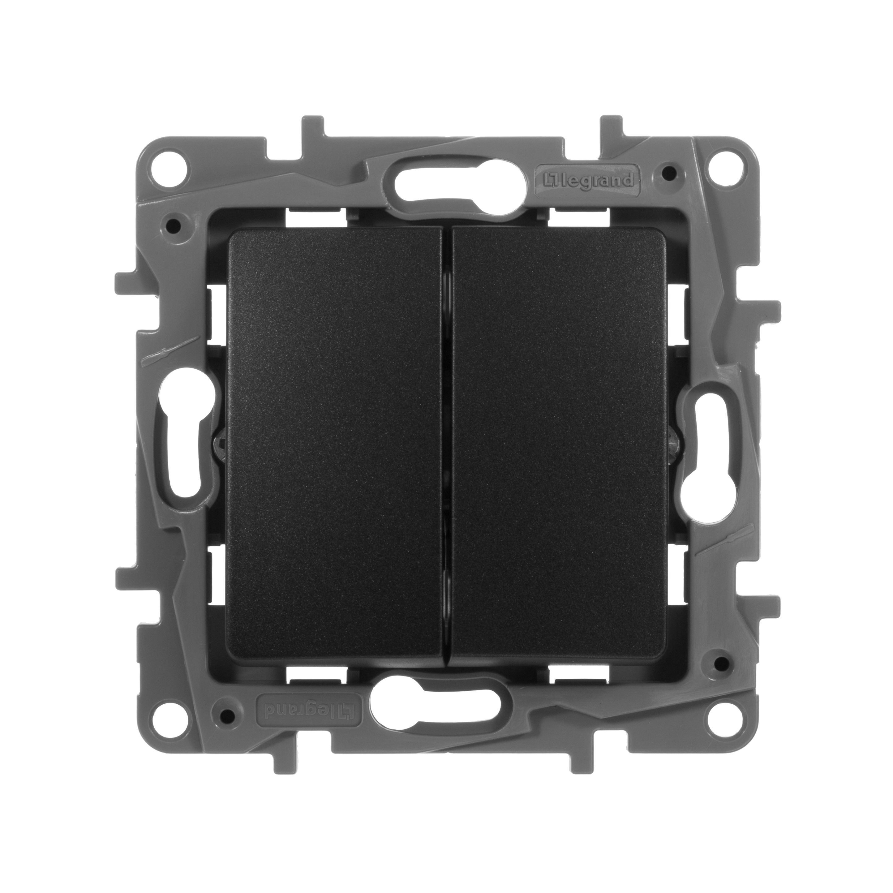 Изображение товара Legrand Etika Антрацит Выключатель 2-клавишный, авт.клеммы, 10 AX, 250 В.