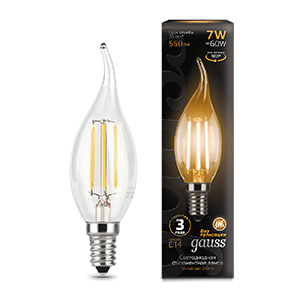Изображение товара Gauss Лампа Filament Свеча на ветру 7W 550lm 2700К Е14 LED