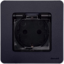 Изображение товара Legrand/Daccord INSPIRIA Антрацит Розетка 2К+З IP 44 с откидной крышкой и шторками - немецкий стандарт - 16 А - 250 В.