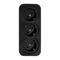 Изображение товара Legrand Quteo IP20 Чёрный матовый Розеточный блок тройной с заземлением с предварительным подключением со шторками 16А 250В винтовые зажимы накладной.