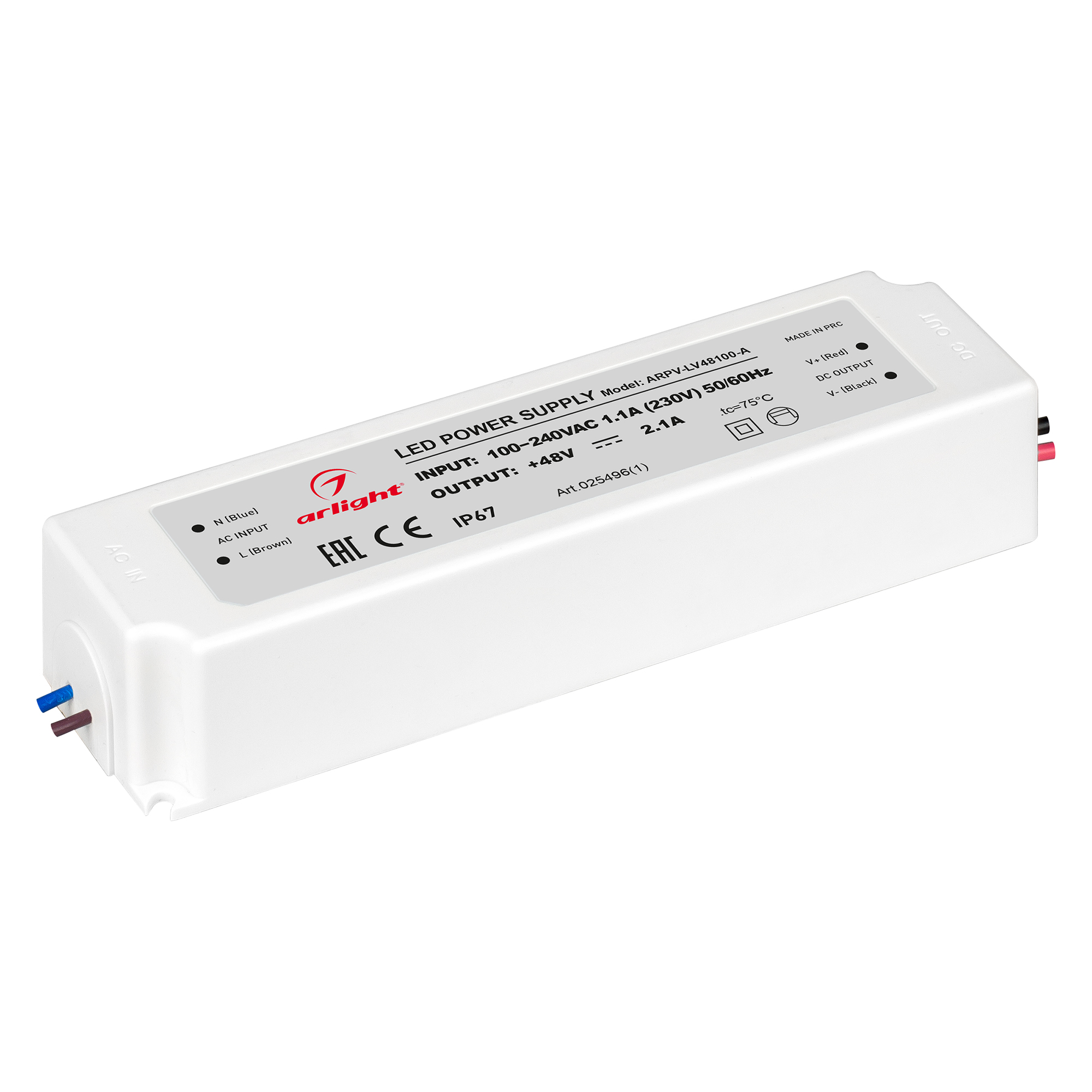 Изображение товара Arlight Блок питания ARPV-LV48100-A (48V, 2.1A, 100W) (IP67 Пластик, 3 года)