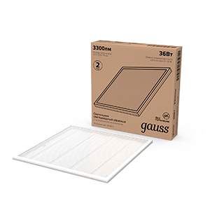 Изображение товара Gauss Светильник офисный 36W 2950lm 6500K IP20 595*595*19мм призма LED Изображение товара Gauss Светильник офисный 36W 2950lm 6500K IP20 595*595*19мм призма LED