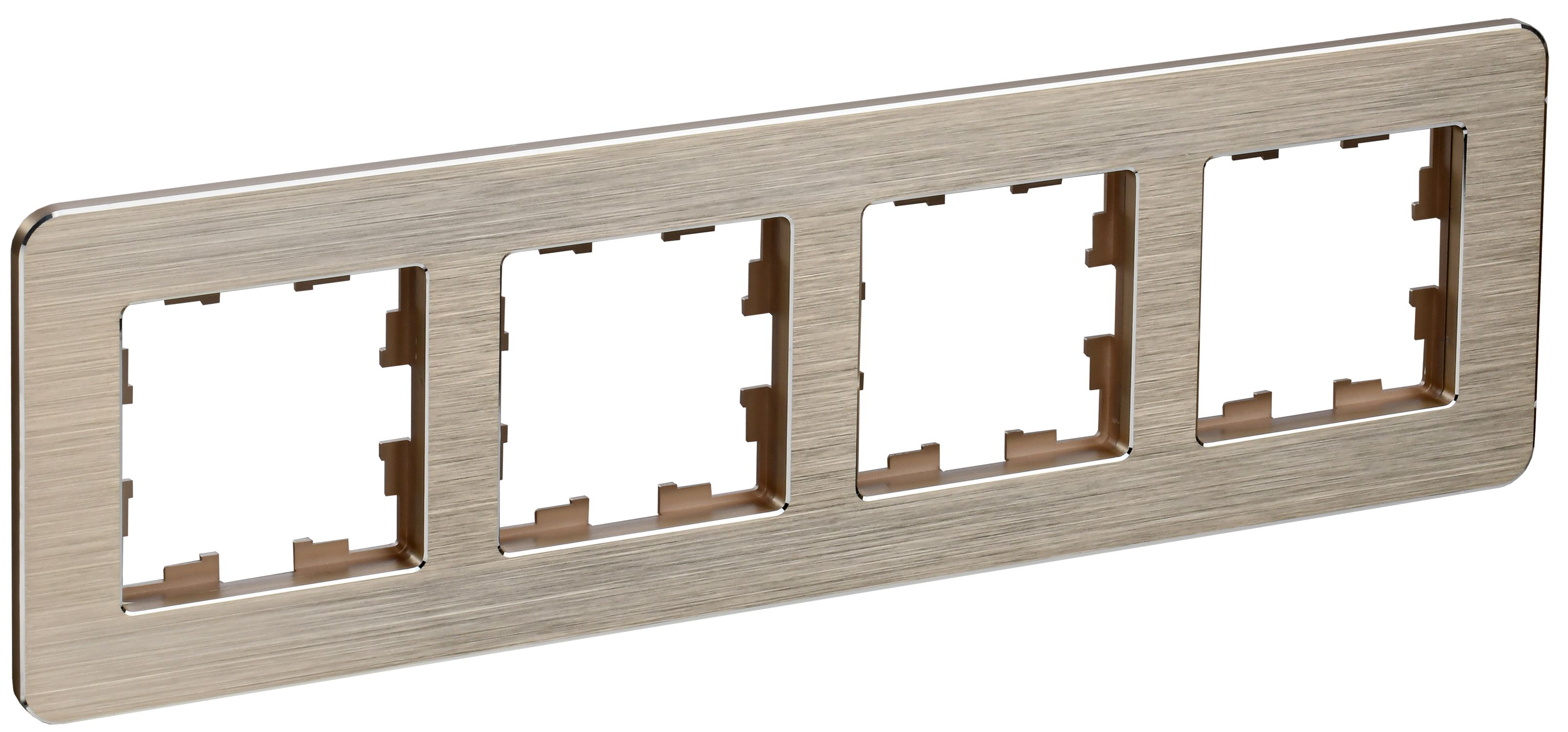 Изображение товара IEK BRITE DECOR Шампань металл. скругл.угол Рамка 4-м РУ-4-1-Бр RE AL