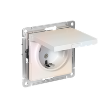 Изображение товара Systeme Electric AtlasDesign Жемчуг Розетка с/з со шторками с крышкой, 16А, IP20, механизм