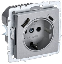 Изображение товара IEK BRITE BASE Алюминий Розетка с з/к/ш 16А с USB A+C 18Вт РЮш11-1-БрА Изображение товара IEK BRITE BASE Алюминий Розетка с з/к/ш 16А с USB A+C 18Вт РЮш11-1-БрА