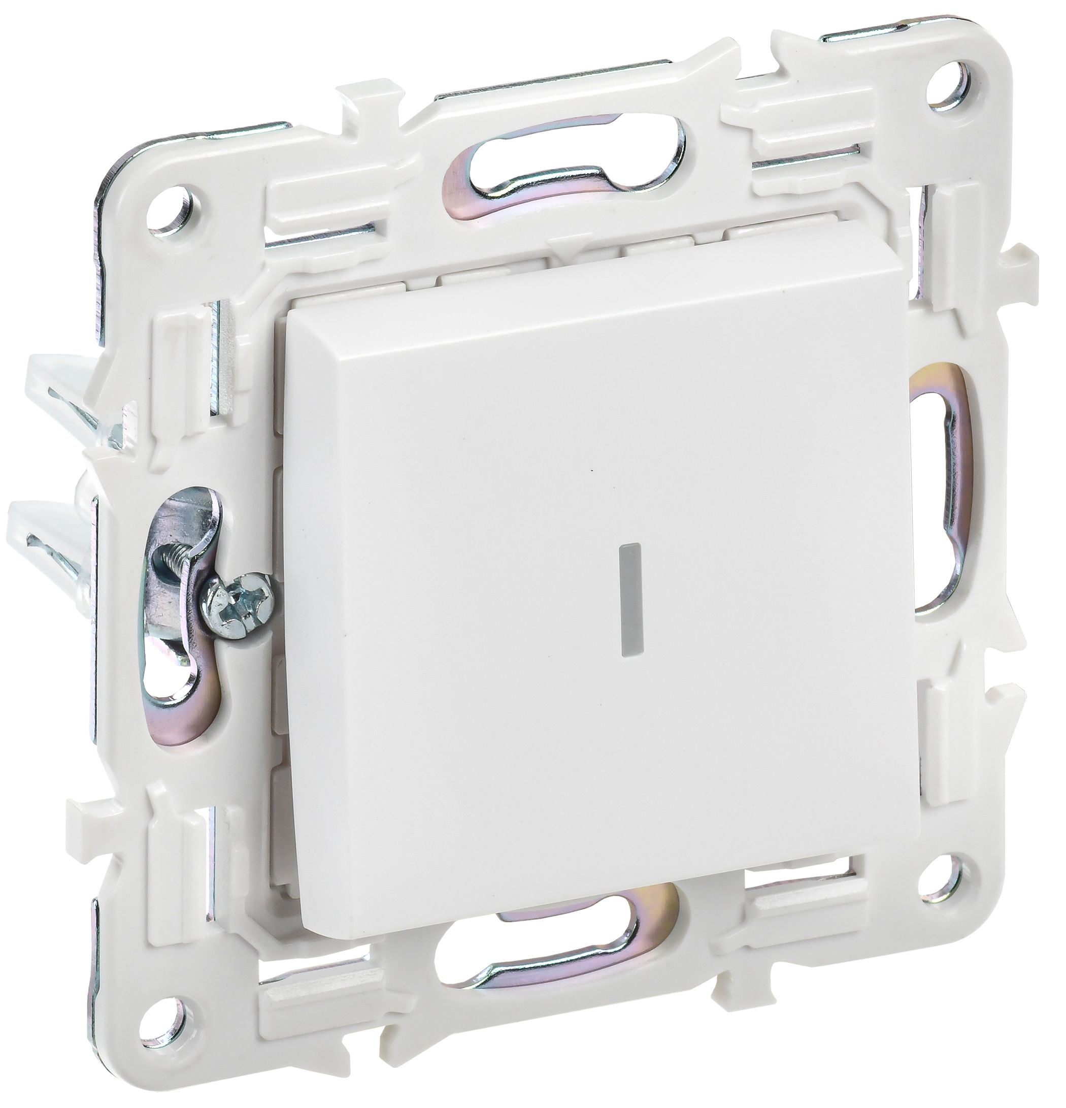 Изображение товара IEK SKANDY Арктический белый Выключатель 1-клавишный проходной с индикацией 10А SK-V08W