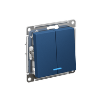 Изображение товара Systeme Electric AtlasDesign Аквамарин Выключатель 2-клавишный с подсветкой, сх.5а, 10АХ, механизм
