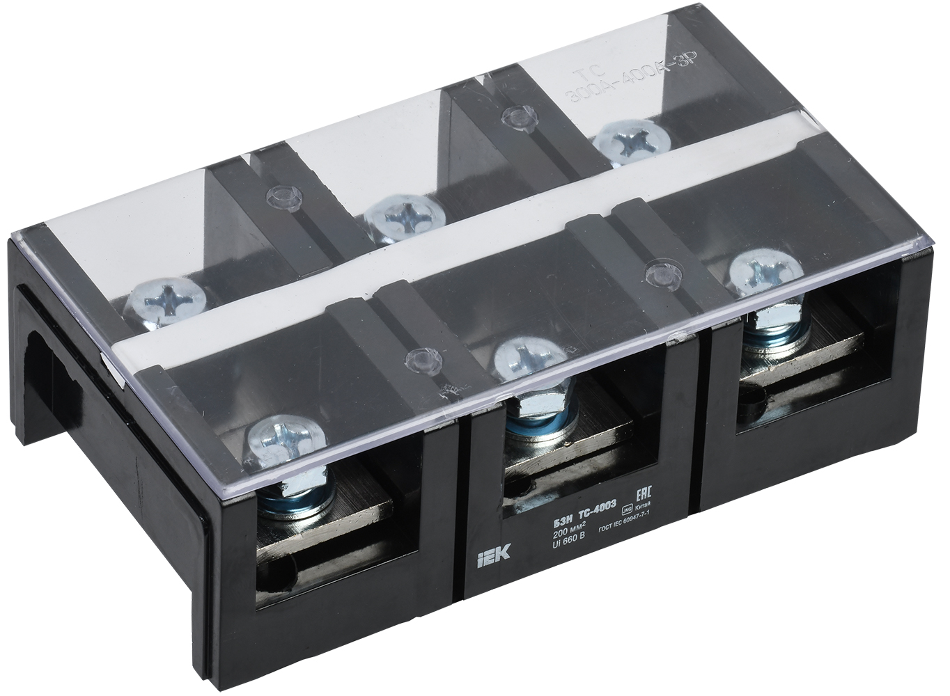 Изображение товара IEK БЗН ТВ-604: зажимной блок 6 мм2, 60 А, 4 пары