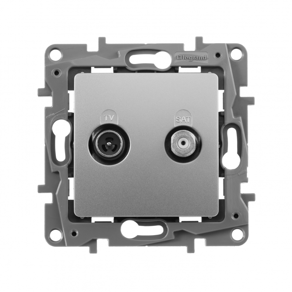 Изображение товара Legrand Etika Алюминий Розетка Розетка TV/SAT 2-х кабельная.