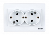 Изображение товара CHINT 2-местная розетка без заземляющего контакта 16А 250В