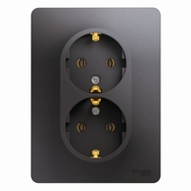Изображение товара Systeme Electric Glossa Графит Розетка 2-ая с/з (в сборе)