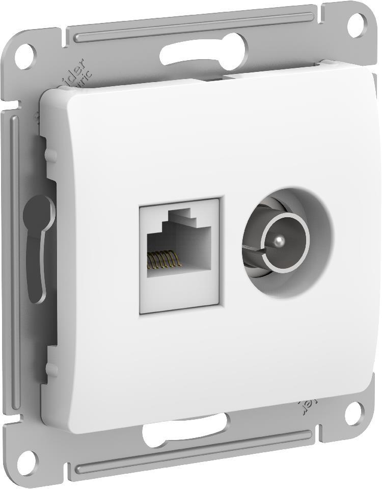 Изображение товара Systeme Electric Glossa Белый Розетка двойная TV + компьютерная RJ45, кат. 5Е
