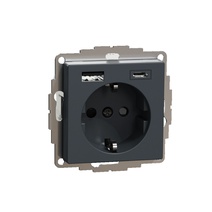 Изображение товара Schneider Electric MERTEN SM Антрацит Розетка силовая 16 A с зарядкой USB A+C 3 A