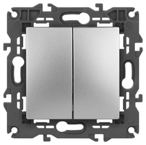 Изображение товара ЭРА Переключатель Elegance 14-1106-03 двойной 10АХ-250В IP20 алюминий