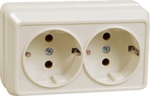 Изображение товара GENERICA OKTAVA РС22-3-ОКм Розетка 2местн. с з/к 16А откр.уст. (кремовый)