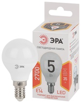 Изображение товара ЭРА Лампа светодиодная STD LED P45-5W-827-E14 5Вт шар теплый белый свет Е14
