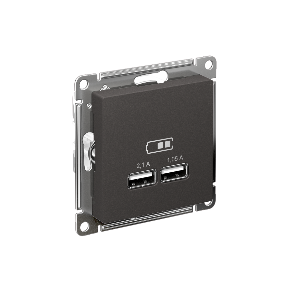 Изображение товара Systeme Electric AtlasDesign Базальт Розетка USB A+A, 5В/2,1 А, 2х5В/1,05 А, механизм