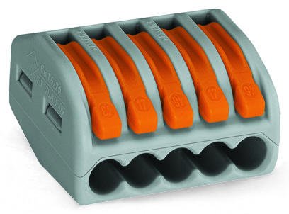 Изображение товара Wago клеммы для всех типов проводников; макс. 4 мм²; 5-проводн.; с рычагами; серый корпус