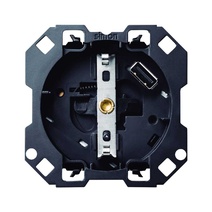 Изображение товара Simon 100 Розетка с заземлением и шторками Schuko 2Р+Е 16A 250В~ с з/у USB SmartCharge 2.1A 5В