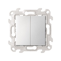 Изображение товара Simon 24 Алюминий Двухклавишный переключатель (проходной) 10AX 250В~ S24